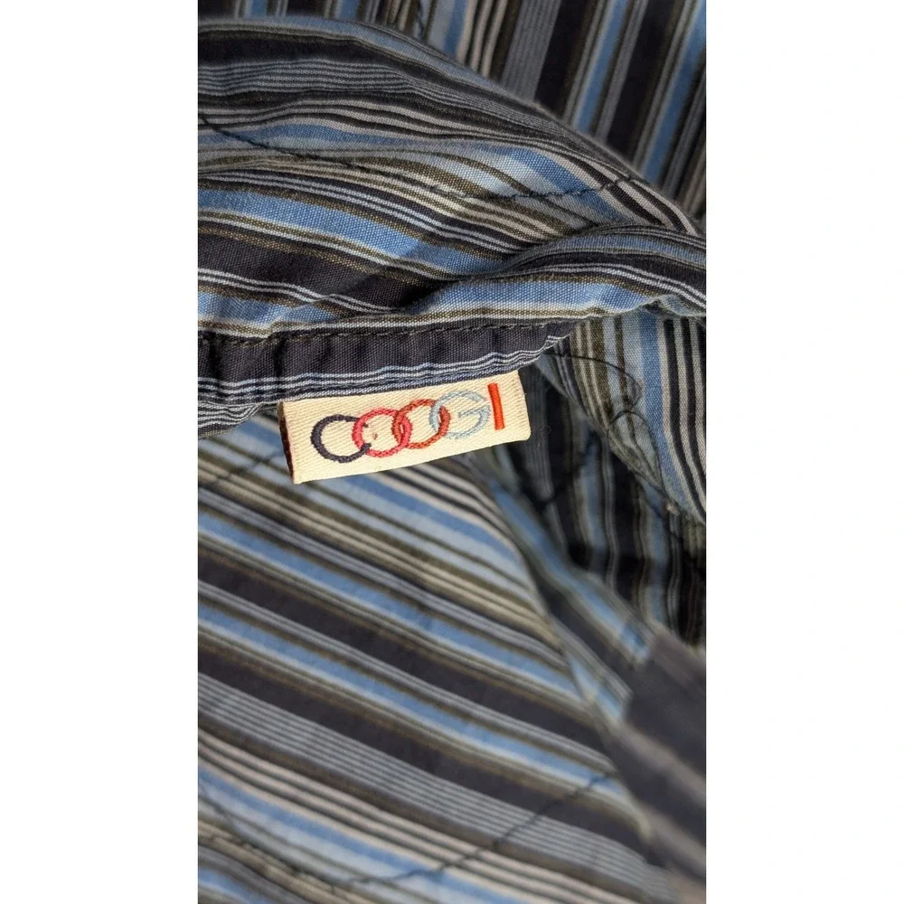 VTG Coogi Button Down Shirt‎ Mens 3XL Blue Stripe Argyle Embroidery Y2K 90s